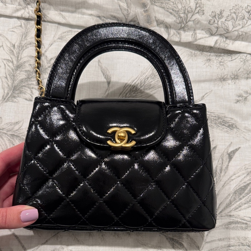CHANEL style Black glossy Kelly bag - Picture 7 of 9